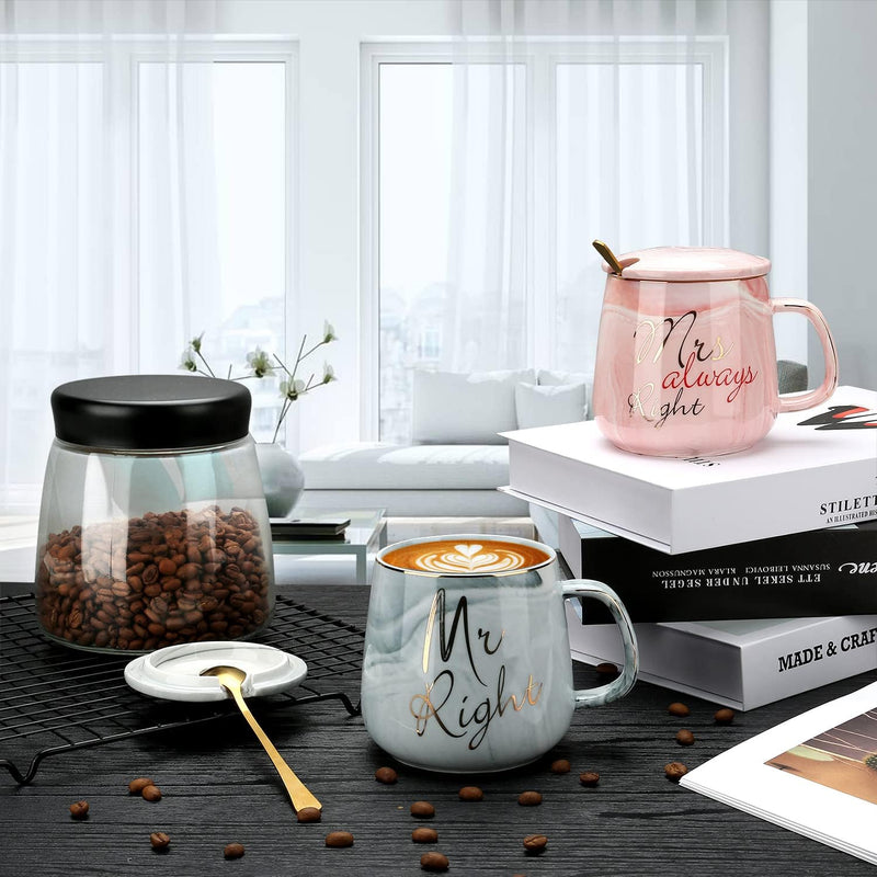 Mr Right und Mrs Always Right Paare Kaffeetassen Tassen Geschenke Set für Verlobung Hochzeit Brautdu