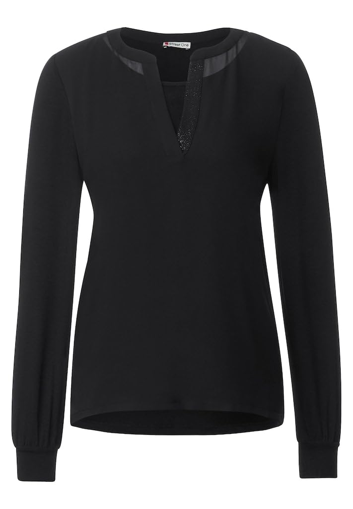 Street One Damen Chiffon Langarmshirt 38 Black (Schwarz), 38 Black (Schwarz)