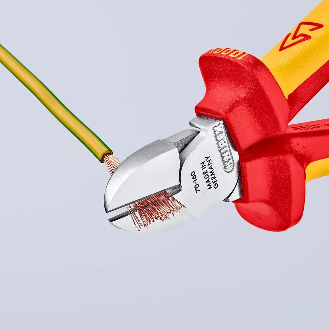 Knipex Seitenschneider verchromt, isoliert mit Mehrkomponenten-Hüllen, VDE-geprüft 160 mm 70 06 160