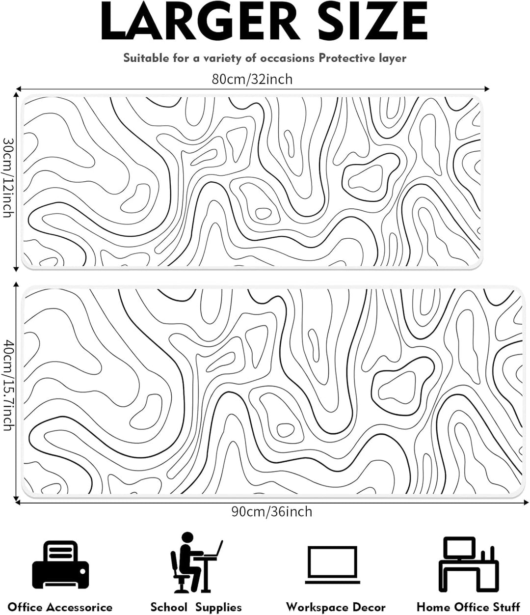 Gaming Mauspad XXL, Mousepad 900x400mm,Gross Schreibtischunterlage mit Rutschfester Gummibasis,Desk