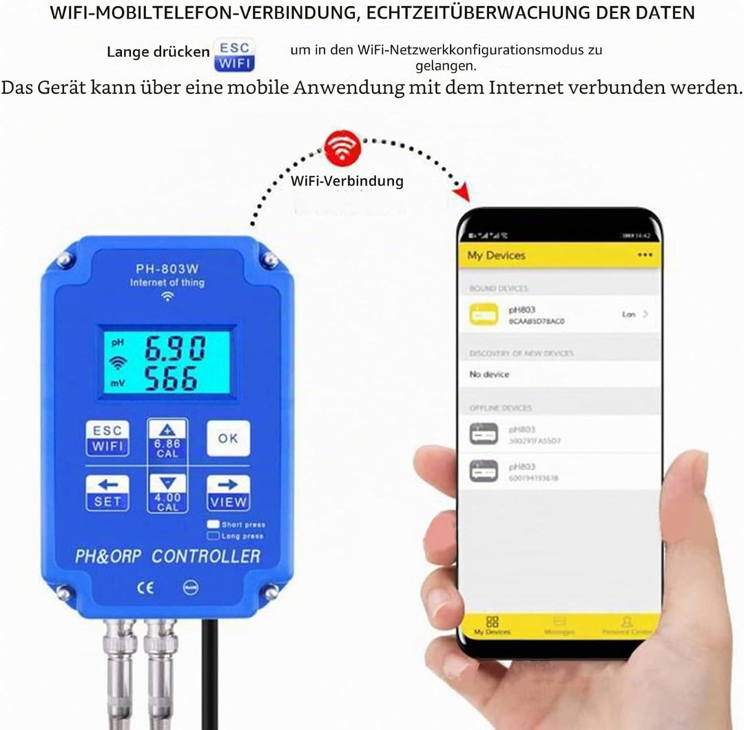Redox Controller PH803W für Wassertests mit mehreren Parametern zur Langzeitüberwachung der Wasserqu