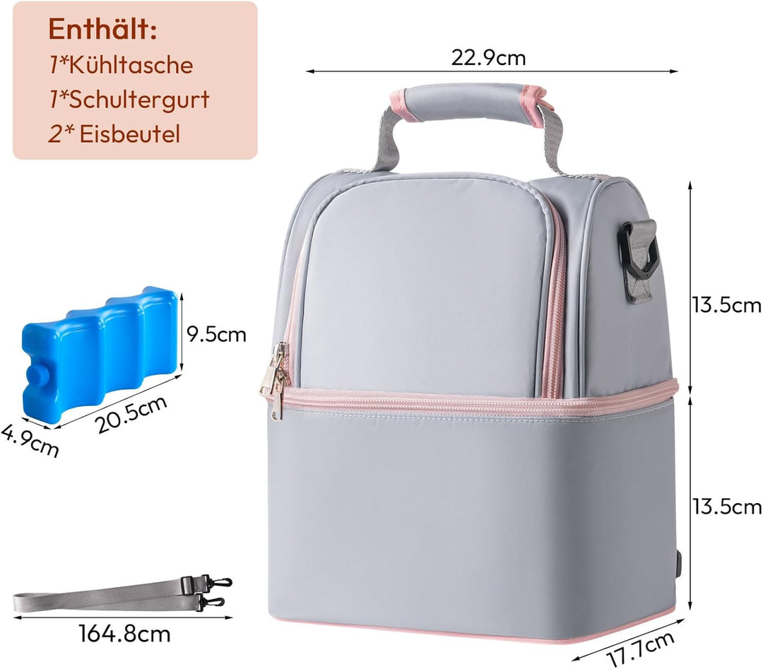 NCVI Muttermilch-Kühltasche mit integrierten Kühlakkus, Isoliertasche für 6 Baby-Flaschen bis zu 150
