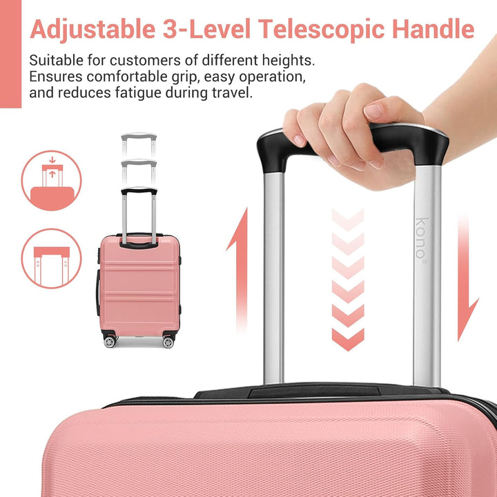 KONO Koffer Trolley Reisekoffer aus ABS+PC – Leichter Hartschalenkoffer mit 4 Zwillingsrollen und TS