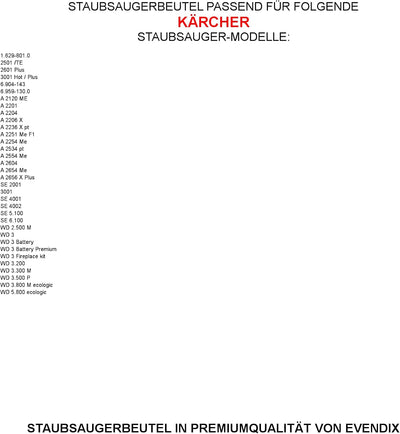 8 Staubsaugerbeutel kompatibel mit KÄRCHER 6.959-130.0, 8 Staubbeutel ähnlich Original Staubsaugerbe