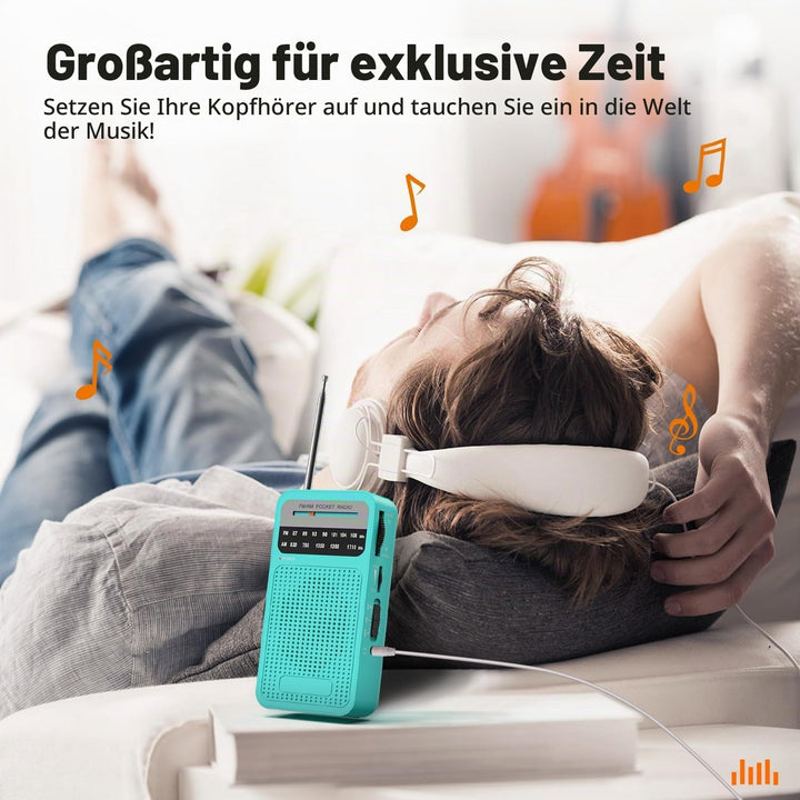 Tendak Radio Batteriebetrieben AM FM UKW, Radio Klein Exzellentem Empfang mit lautem Lautsprecher, K