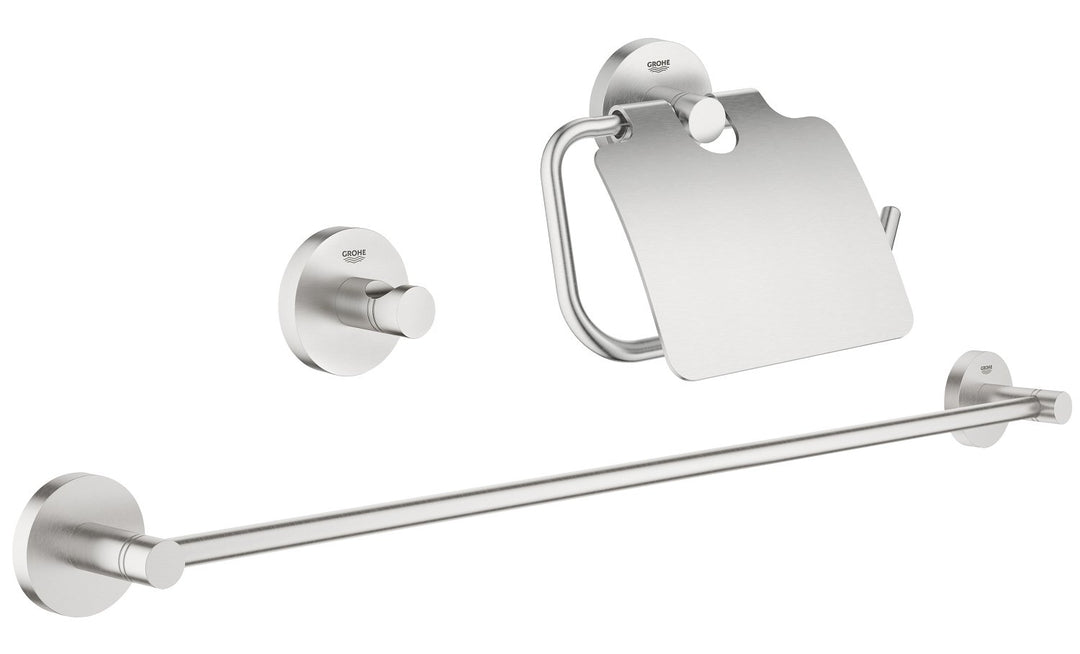 Grohe Essentials Bad-Set, 3-in-1, supersteel, 1 Stück, 40775DC1 Rund ( Supersteel ) Bad-Set 3 in 1,