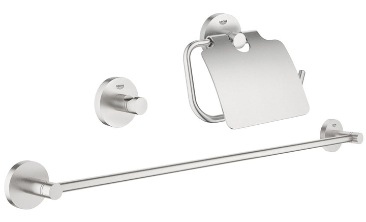 Grohe Essentials Bad-Set, 3-in-1, supersteel, 1 Stück, 40775DC1 Rund ( Supersteel ) Bad-Set 3 in 1,
