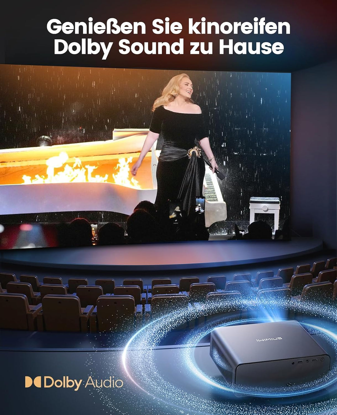 Smart Beamer kompatibel mit Netflix-App &amp; Dolby, Autofokus/Trapezkorrektur 1000 ANSI Beamer 4K Heimk