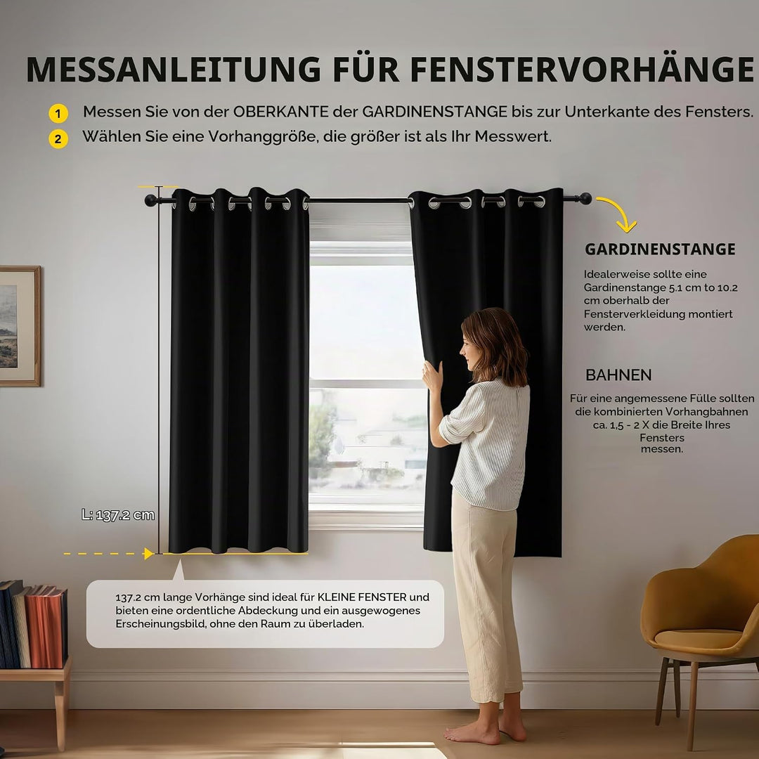 Deconovo Verdunkelungsvorhang Kälteschutz Gardinen Schlafzimmer Kälteschutzvorhang Blickdicht, 138x1