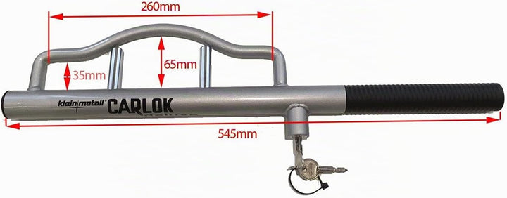 Kleinmetall 60230700 Carlok Deluxe Auto Diebstahlsicherung Lenkradkralle Absperrstange, Silber