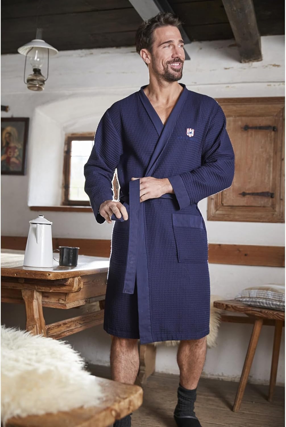 Jan Vanderstorm Herren Bademantel Aretti L Dunkelblau, L Dunkelblau