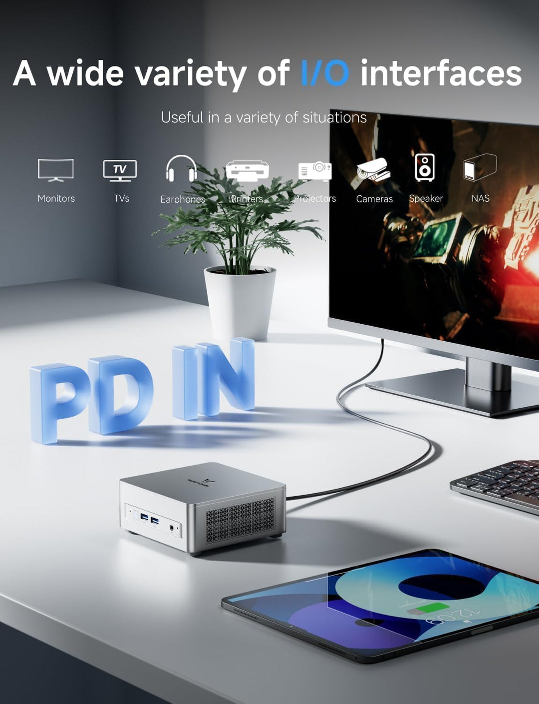 MINIS FORUM Mini PC UM870 Slim, AMD Ryzen 7 8745H 8C/16T bis zu 4,9 GHz, Barebone-Version ohne DDR5/