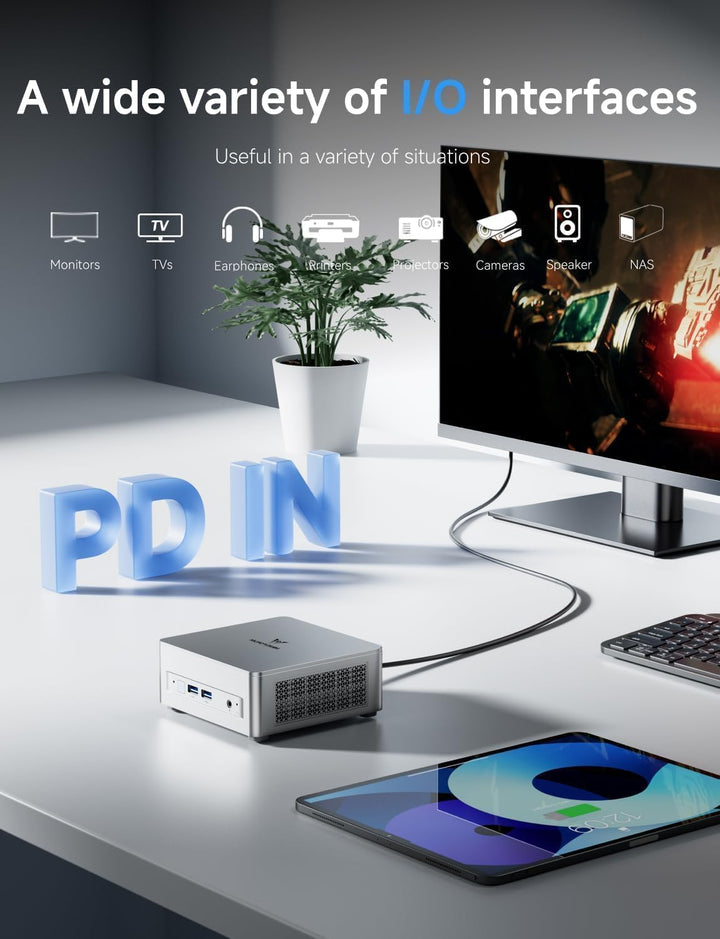 MINIS FORUM Mini PC UM870 Slim, AMD Ryzen 7 8745H 8C/16T bis zu 4,9 GHz, Barebone-Version ohne DDR5/