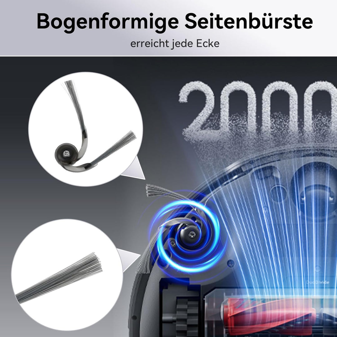 Zubehör Set für Roborock Saros 10R, Qrevo CurvX – 1 Hauptbürste, 4 Seitenbürsten, 4 Filter, 4 Waschb