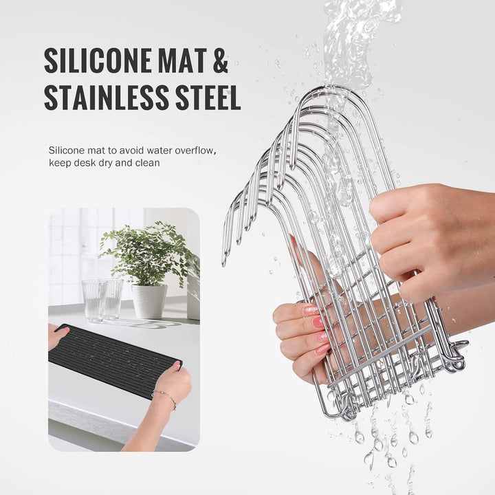 IDEATECH Wiederverwendbare Taschen Rack mit Abtropfmatte, zusammenklappbares Abtropfgestell für Sili
