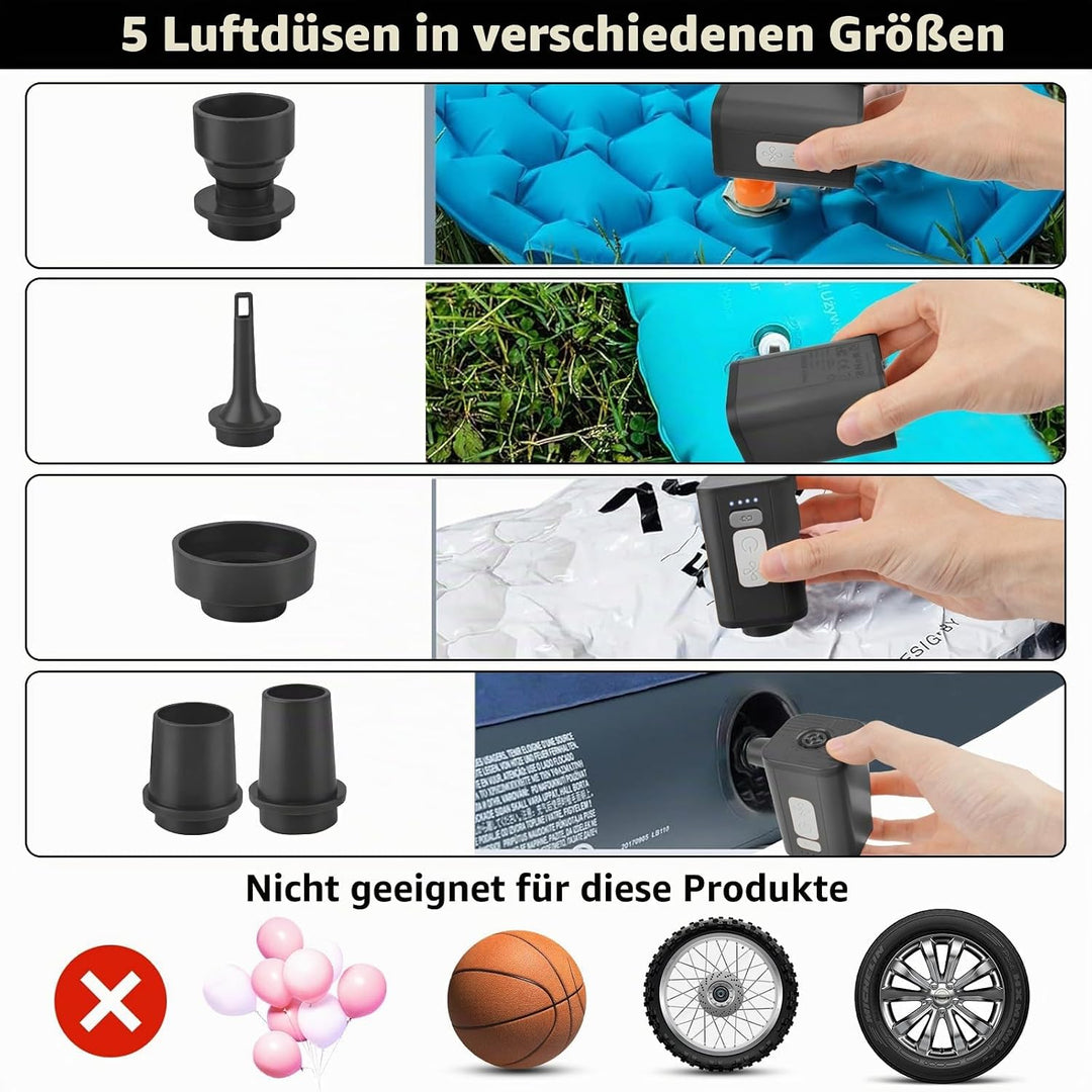 Elektrische Luftpumpe für Luftmatratze, 5000Pa Kleine Luftpumpe Elektrische Mini Luftpumpe Schnell I