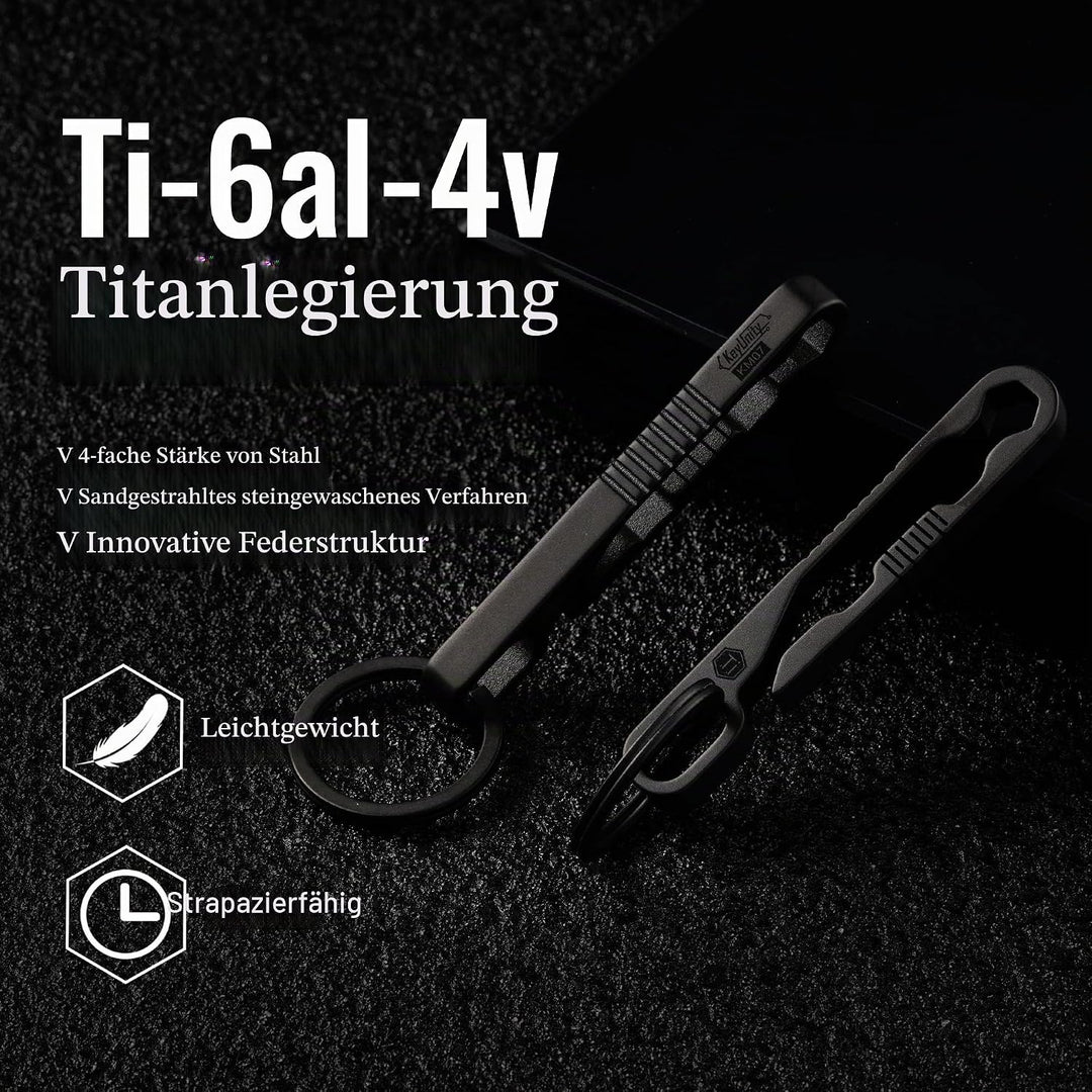 KeyUnity KM07 Titan-Schlüsselanhänger, Taschenclip, 2-in-1-Schlüsselringhalter für Gürtel mit Sechsk