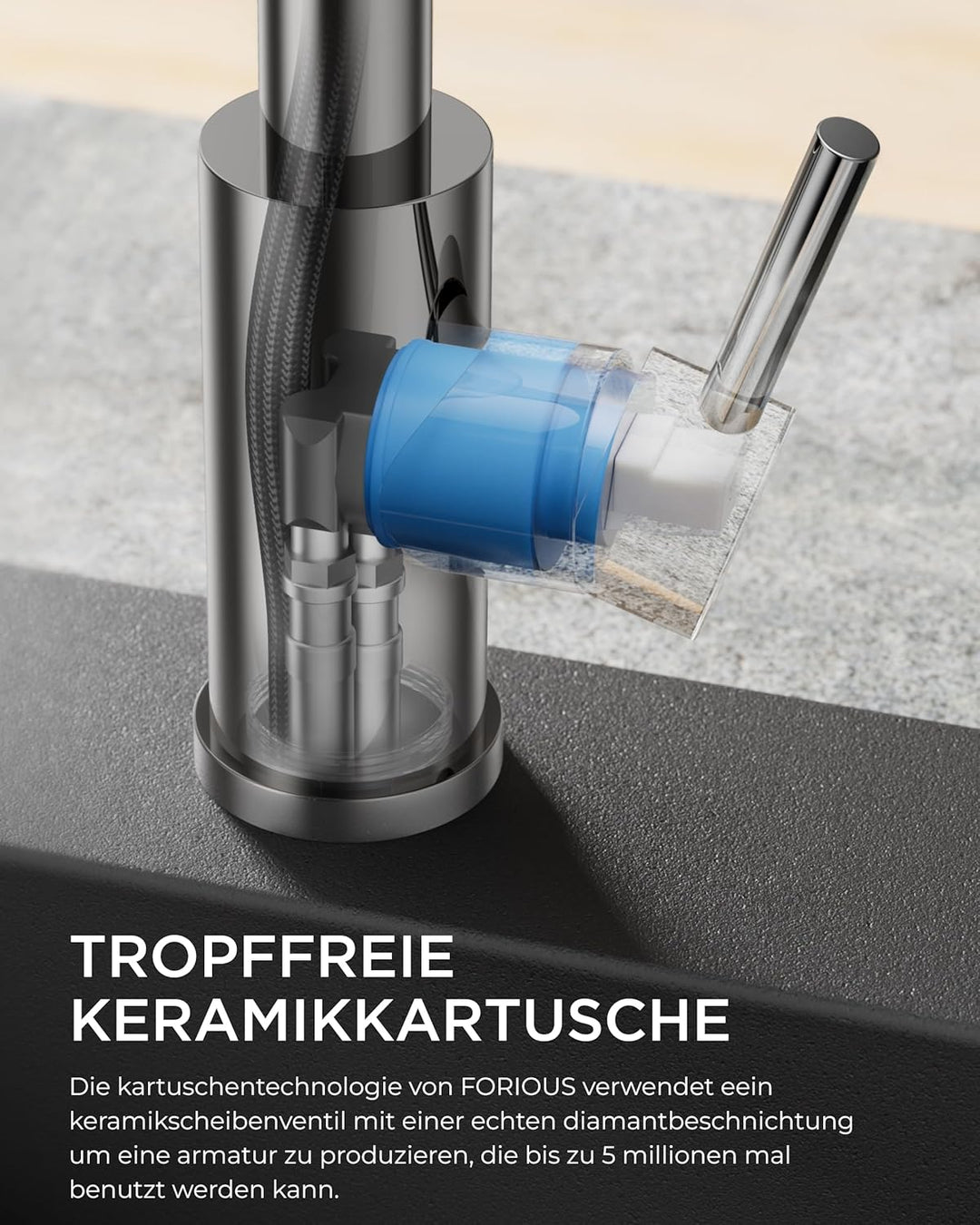 FORIOUS Wasserhahn Küche, Küchenarmatur Ausziehbar mit Brause, Spültischarmatur Küche, L-förmiger Ed