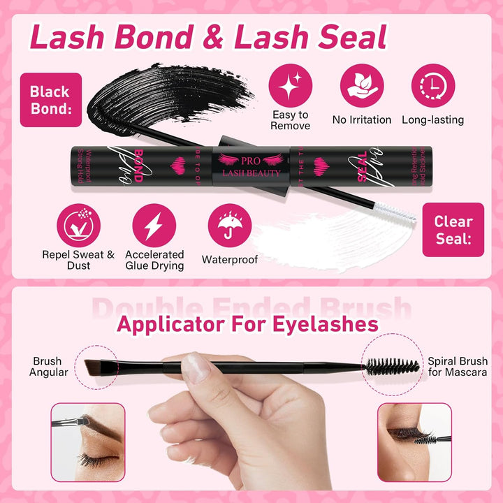 PRO Manga Lashes Cluster Wimpern Extensions Lash Extension Set DIY Wimpernverlängerung Kit Bindung u