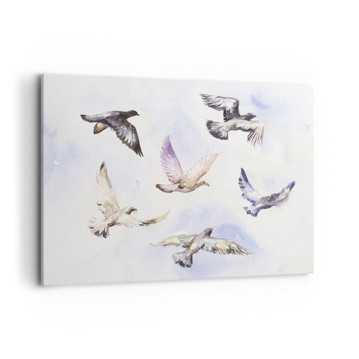 Bilder auf Leinwand 100x70cm Leinwandbild Vögel Aquarell Wildheit Fliegen Gross Wanddeko Bild Schlaf