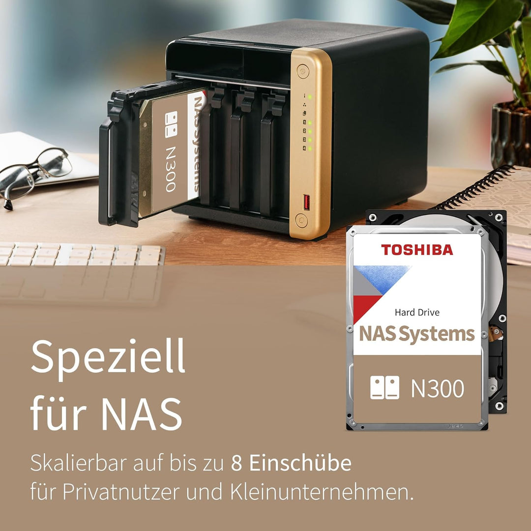 Toshiba 18TB N300 Interne Festplatte - NAS 3,5 Zoll SATA HDD Unterstützt bis zu 8 Laufwerksschächte,