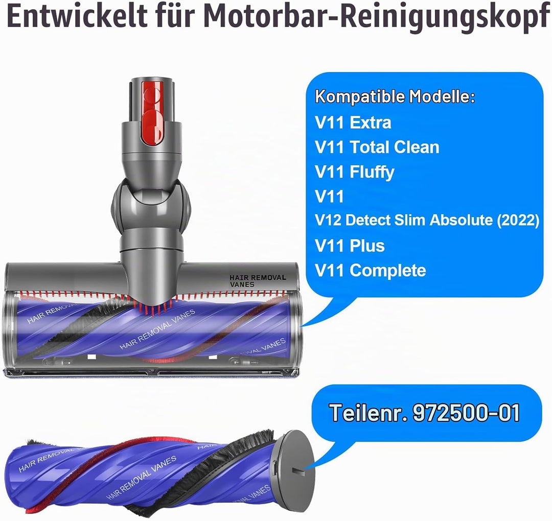 MOPEI Ersatz Bürstenstange und Endkappe Teil Nr. 972500-01 für Dyson Anti-Tangle Motorbar Staubsauge