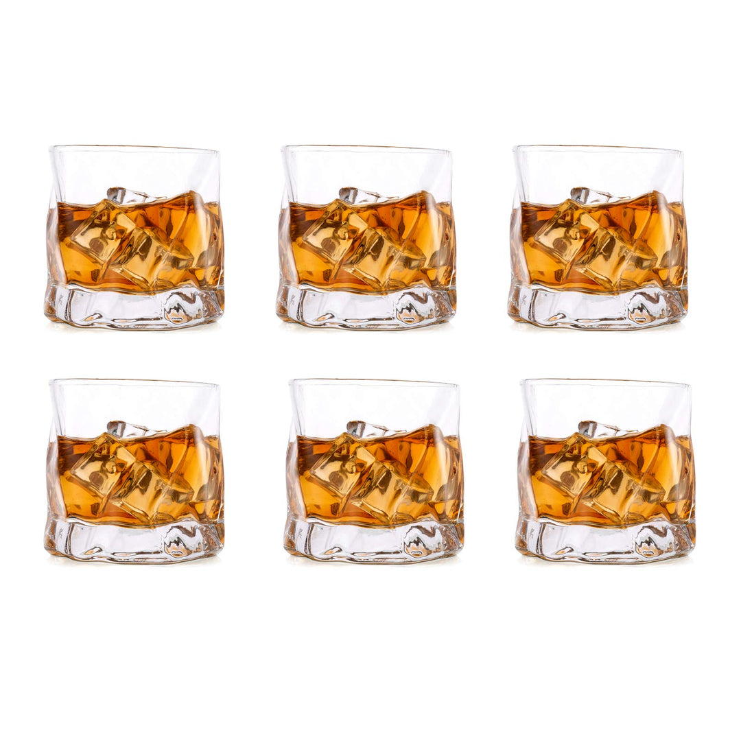 Unregelmässige Whiskygläser Set Mit 6 Gekippten Falten Scotch Glass 250Ml Modischer Whiskybecher Für