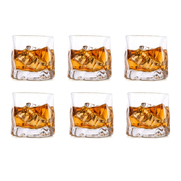 Unregelmässige Whiskygläser Set Mit 6 Gekippten Falten Scotch Glass 250Ml Modischer Whiskybecher Für