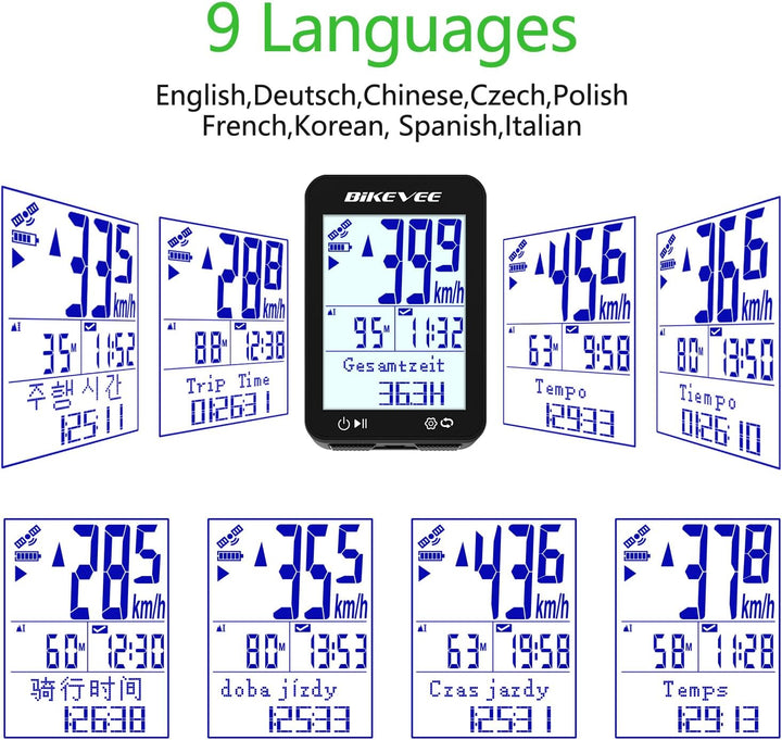 GPS Fahrradcomputer Kabellos IPX7 Wasserdicht 2.4'' FSTN Display 28H Akku Schwarz-A【Standardhalterun
