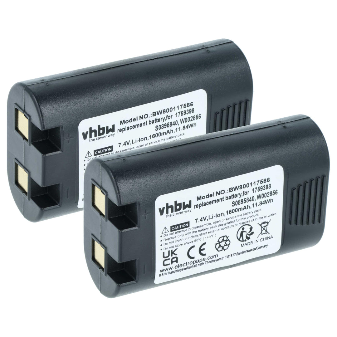 vhbw 2X Akku Ersatz für Dymo W002856, 1759398, S0895840 für Drucker Kopierer Scanner Etiketten-Druck