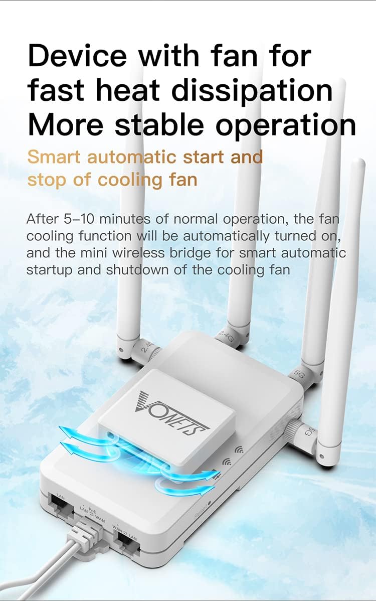 VONETS Gigabit WLAN Bridge WiFi Router Wireless Repeater/Dual Band 2.4GHz/5GHz RJ45 WiFi Ethernet Ad