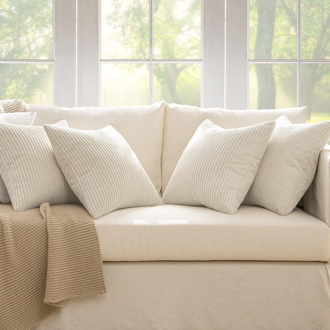 MIULEE 4er Set Kissenbezüge Kord Kissenhülle Dekorative Kissenbezug Sofakissen Couchkissen Dekokisse