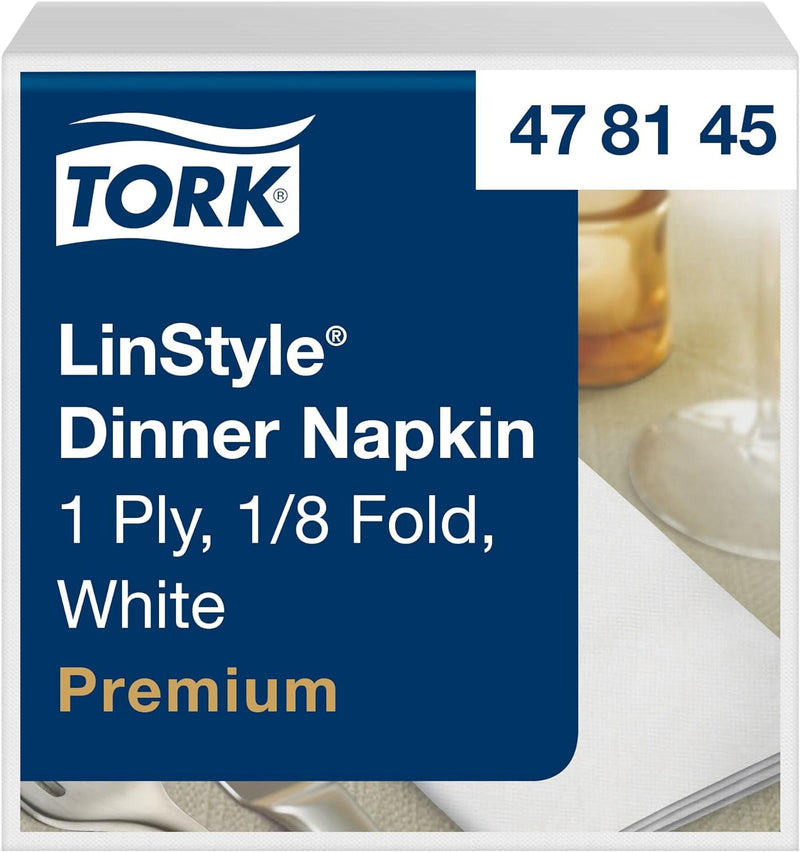 Tork 478145 Linstyle Premium Dinnerservietten Weiss 1/8-Falz / Papierservietten stoffähnlich und sau