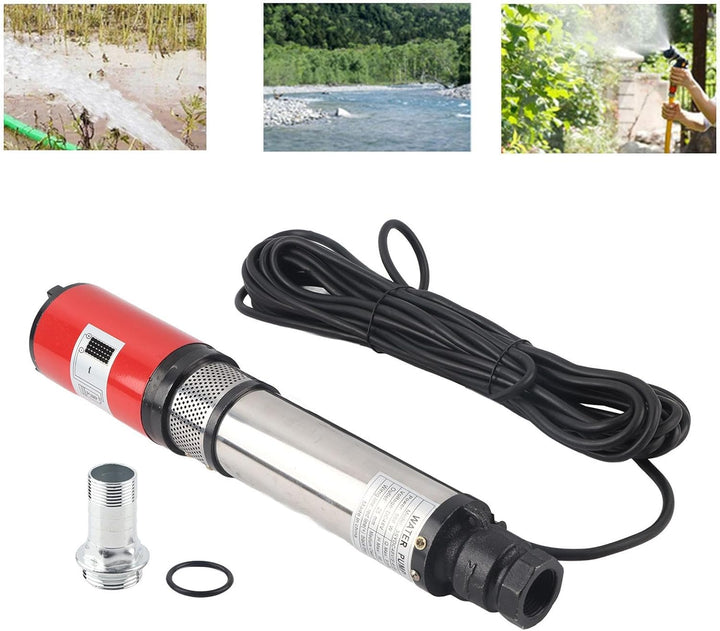 Solar Tauchbrunnenpumpe, 50m DC 48V Tauchpumpe mit Grossem Durchfluss und Hohem Hub, Schwimmendes La