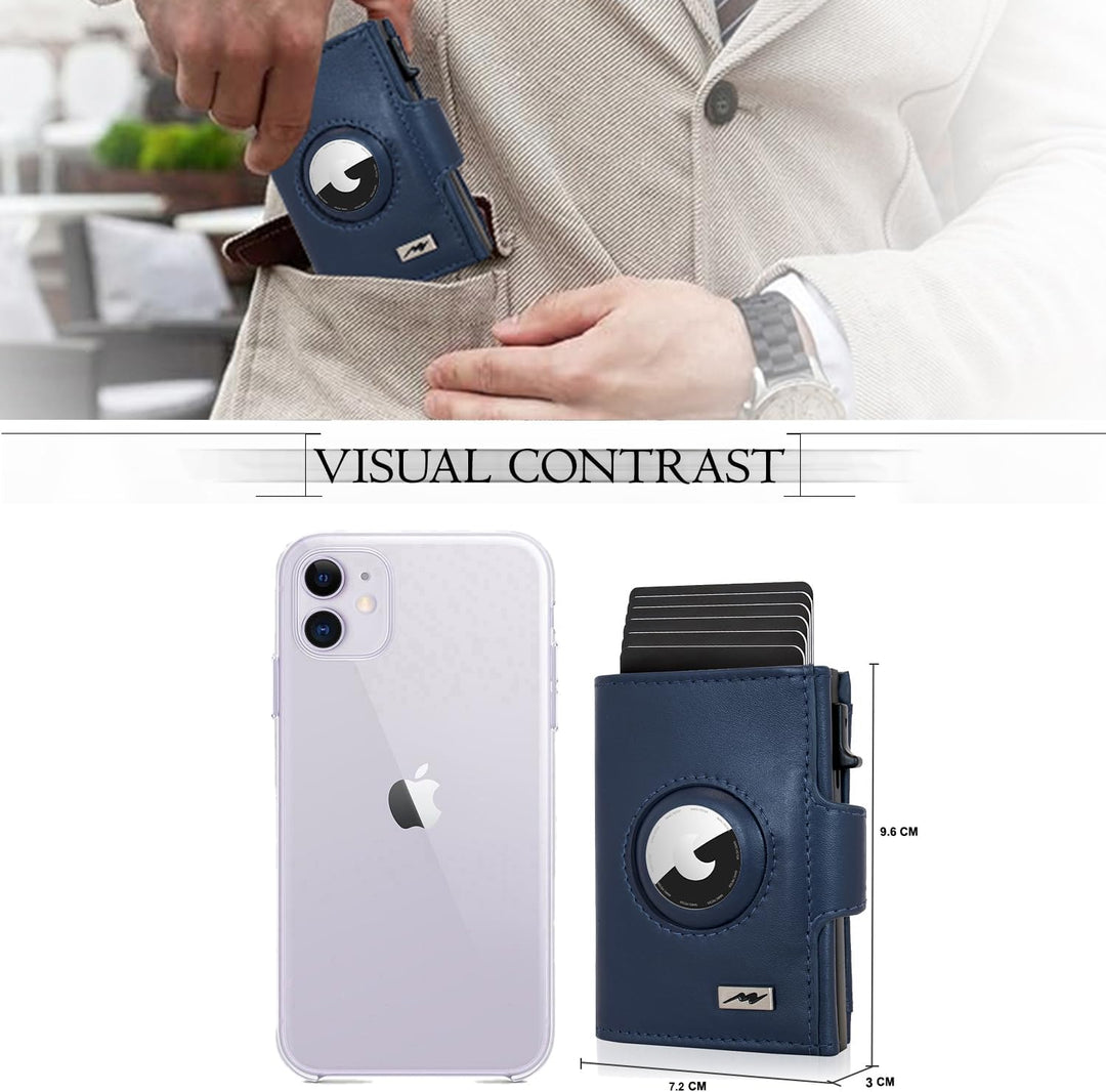 Marc Peter® Chicago Leder Push Air Slim Wallet - Airtag Geldbörse mit Münzfach - RFID Schutz kleines