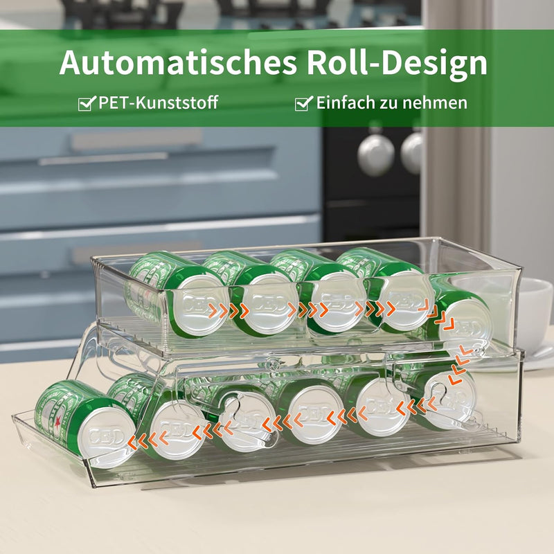 JESIFFY Dosen Organizer Dosenhalter Kühlschrank Organizer Dosen, 2 Tier Rollende Schublade Dosen Küh