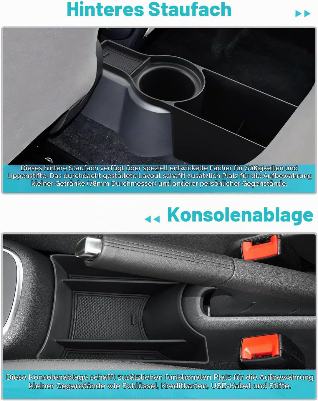 CDEFG Kompatibel mit VW UP GTI/Seat MII/Citigo 2013-2023 Mittelkonsole Organizer Aufbewahrungsbox Au