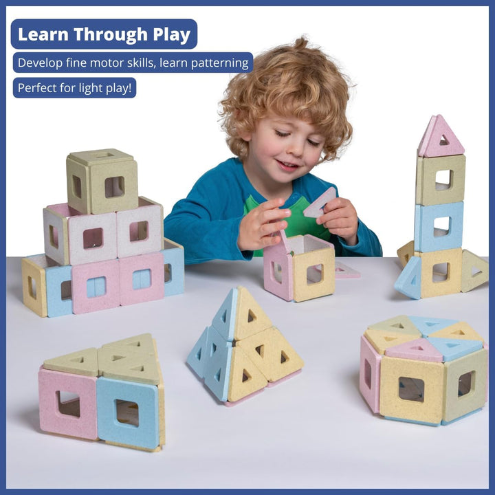 Polydron KinderMag Class Set - Pastel Coloured Magnetic Building Tiles for Toddlers - Promotes Early
