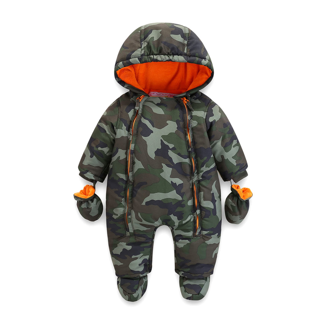 Baby Strampler Strampelanzug mit Kapuze Schneeanzüge mit Handschuhen und Füsslinge, für Kleinkinder