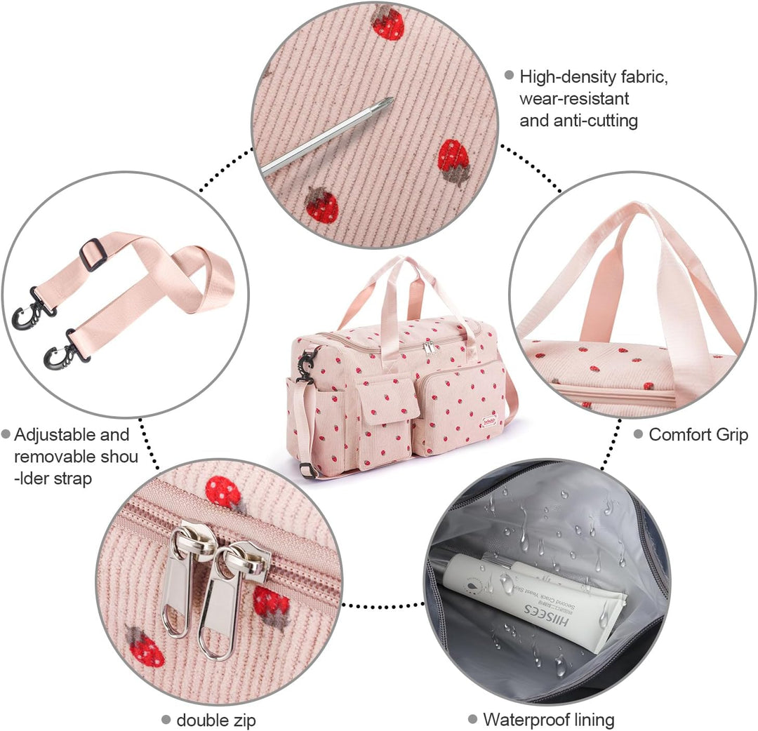 Ghope Sporttasche Reisetasche Mädchen Damen mit Schuhfach und Nassfach, Schwimmtasche Badetasche Tee