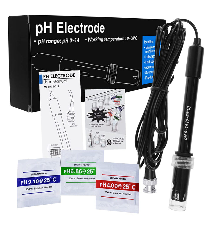 GAIN EXPRESS 0-14 pH Electrode Probe BNC Connection, 300 cm Cable for pH Meter Test Sensor, Replacem
