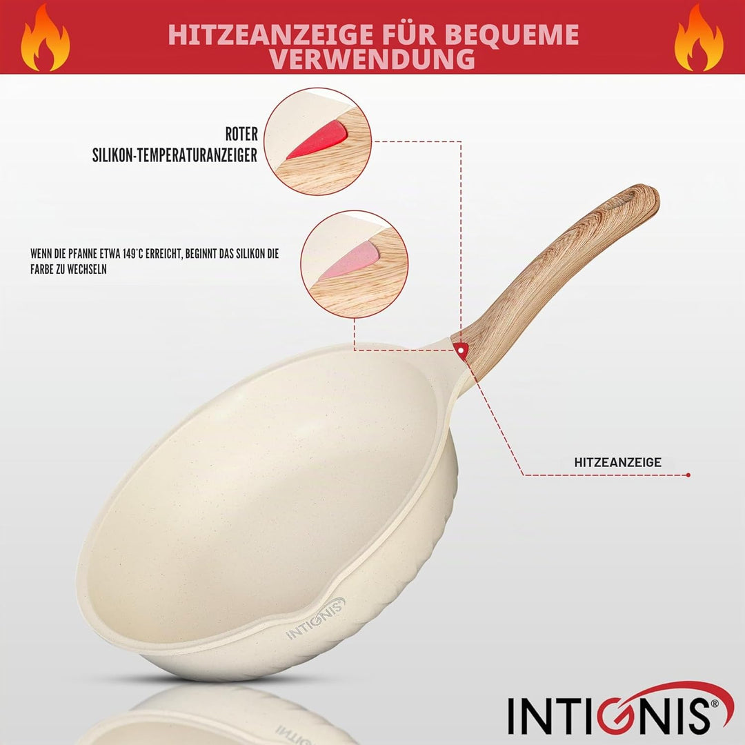 INTIGNIS Premium-Bratpfanne mit Deckel, Kratzfest, 28 cm, Extra Tief, Kompatibel mit allen Herdarten