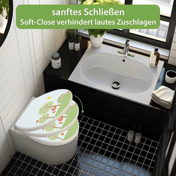banjado Toilettendeckel mit Absenkautomatik 44,5x37cm - Soft Close Toilettensitz - WC Sitz mit Absen