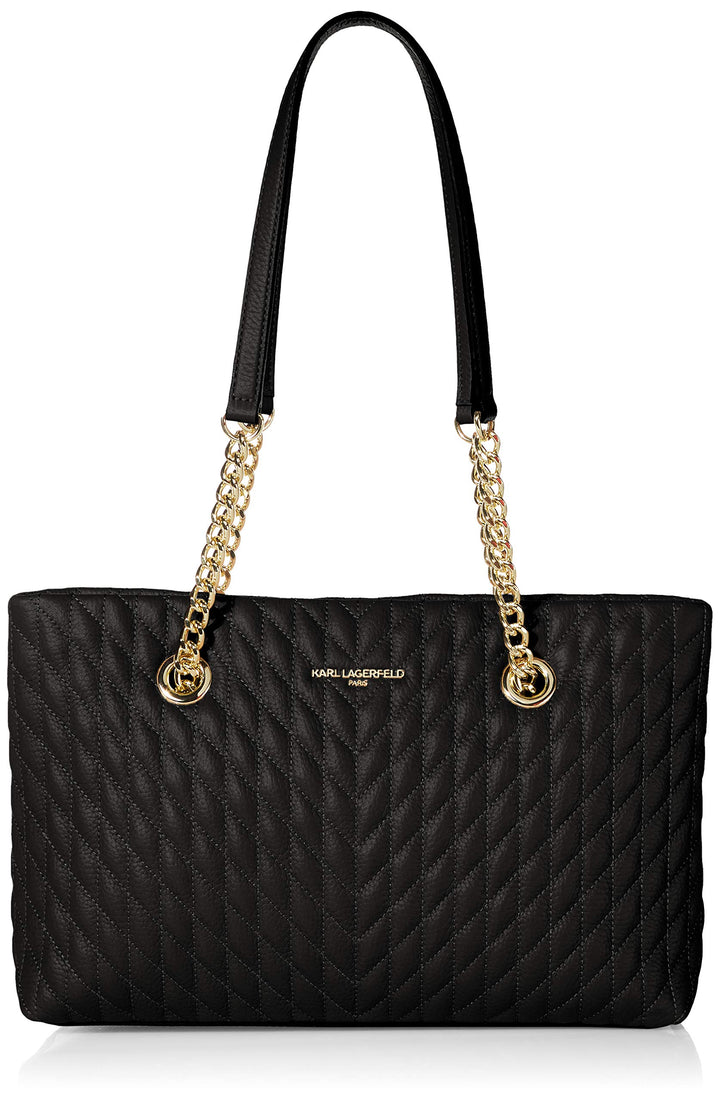 Karl Lagerfeld Paris Damen Karolina Lamb Chain Tote Tragetasche Einheitsgrösse Schwarz / Gold, Einhe