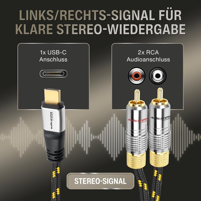 audio pirates by cammica USB-C auf 2x RCA Clinch Stecker, RCA-Kabel, Audio-Kabel | High-End Audiokab