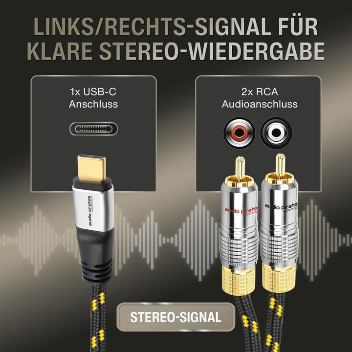 audio pirates by cammica USB-C auf 2x RCA Clinch Stecker, RCA-Kabel, Audio-Kabel | High-End Audiokab