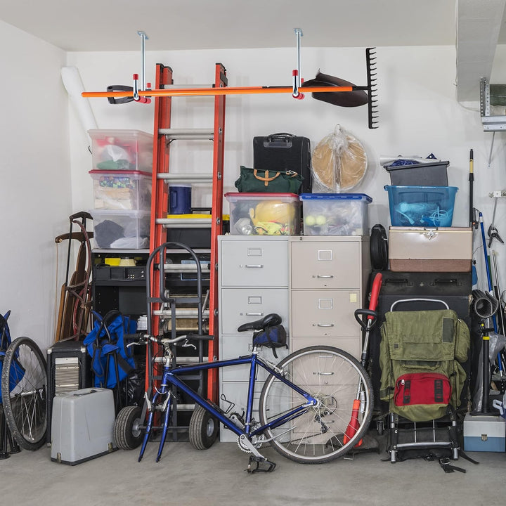 Relaxdays 12 x Deckenhaken Garage, T-Profil, bis 25 kg, für Stauraumbrücke, Stahl mit Polsterung, H