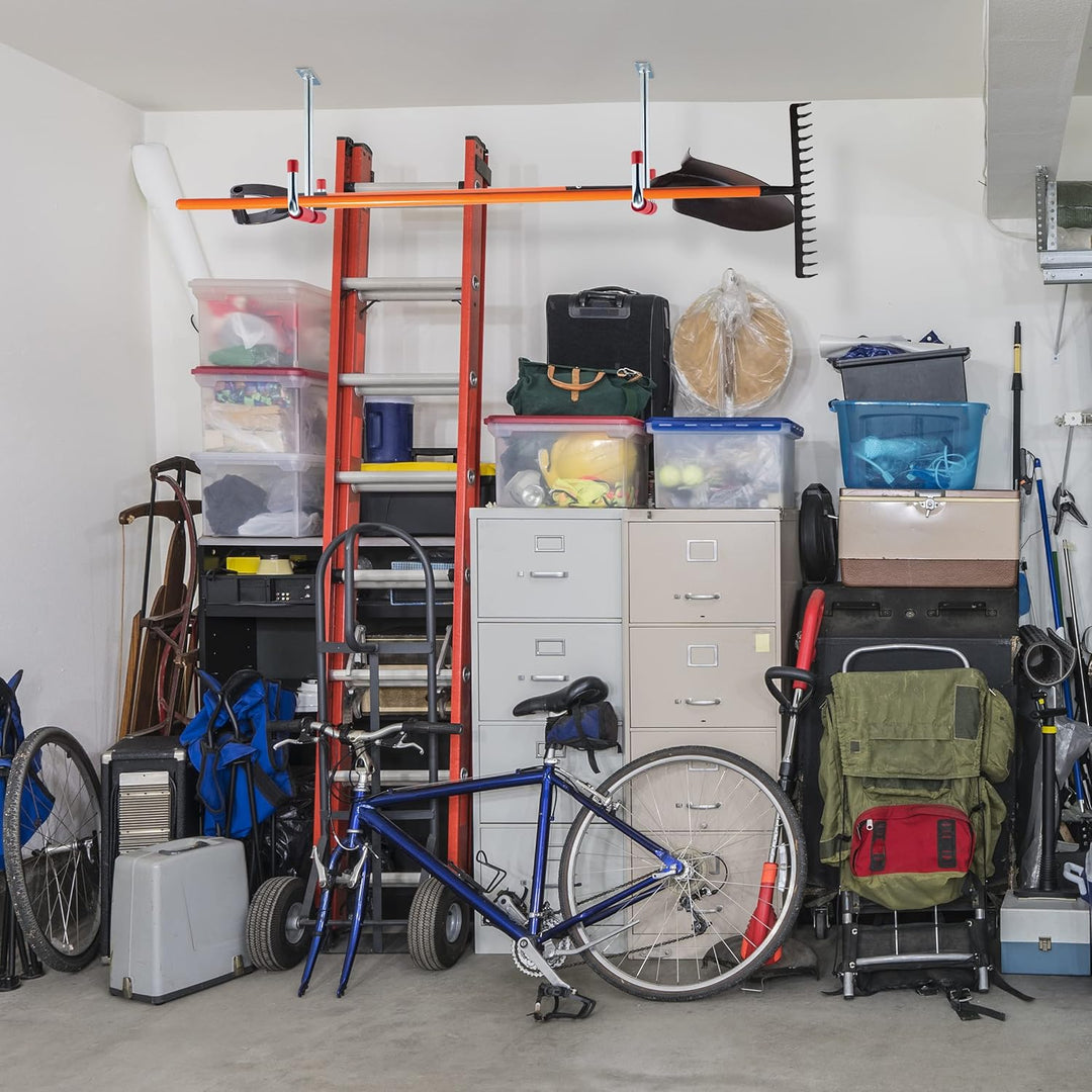 Relaxdays 12 x Deckenhaken Garage, T-Profil, bis 25 kg, für Stauraumbrücke, Stahl mit Polsterung, H