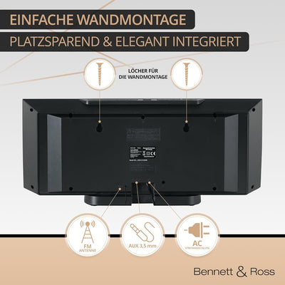 Bennett & Ross Ålesund Vertikal Stereoanlage - HiFi Microanlage mit CD-Player, MP3, UKW-Funktion, US