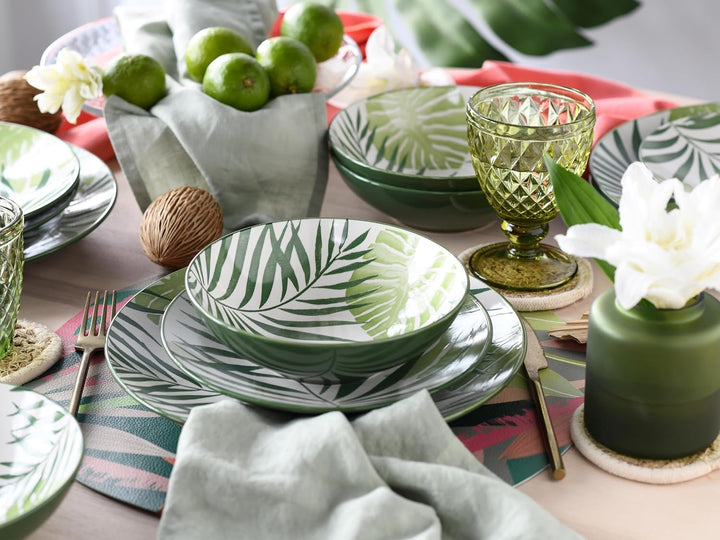 CreaTable, 25860, Serie TROPICANA grün, Geschirrset, Teller Set 12 teilig Teller Set 12 teilig Grün,
